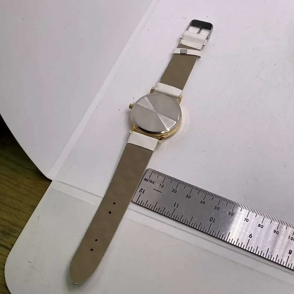 Geneva White Leather Womens Watch New Battery